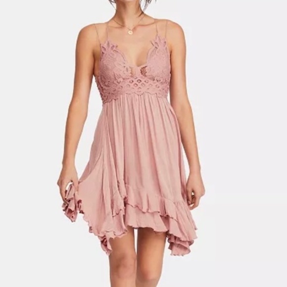 Free People Adella Crochet Floral Lace Ruffle Hem Smocked Strappy Back XS - Picture 2 of 14